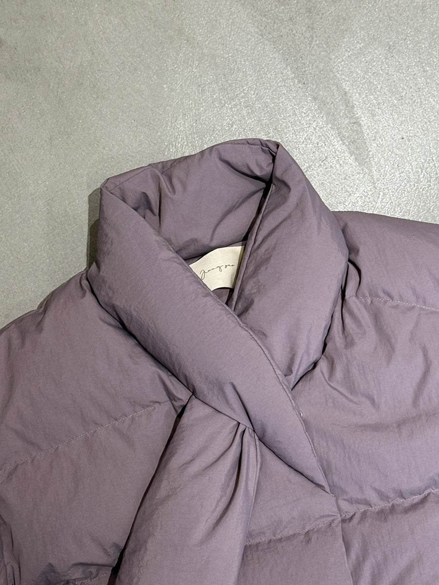 【cimz6385】實拍氣質芋色保暖白鴨絨外套＋圍脖（白鴨絨90)251120