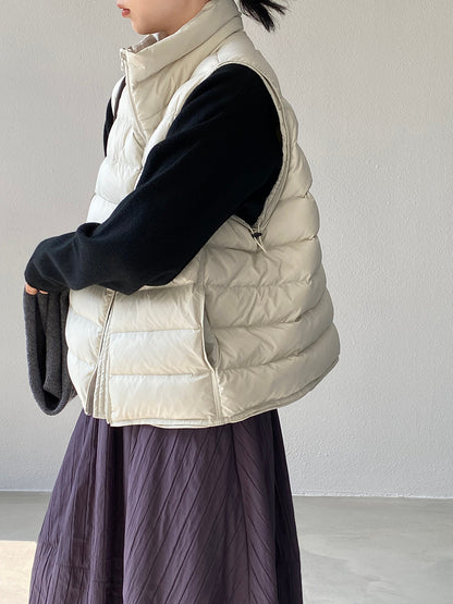 【cimz6377】實拍立領排骨雙頭拉鏈羽絨背心(90白鴨絨)251120