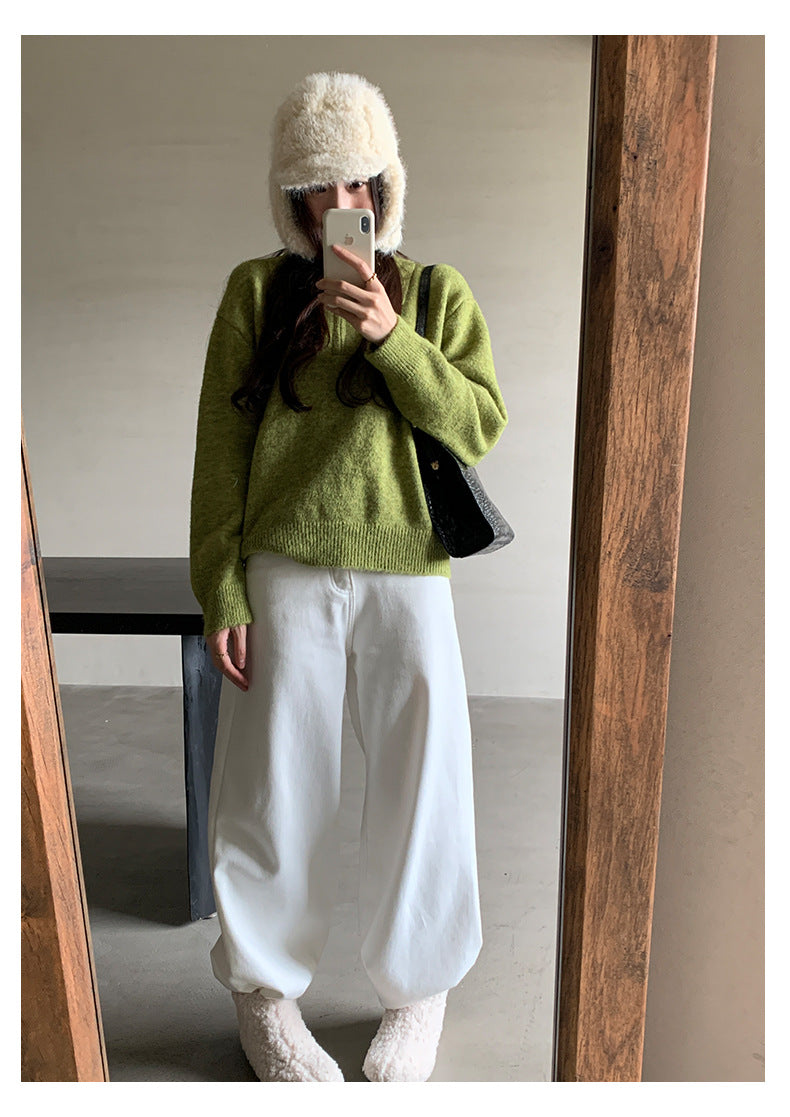 【H5512】實拍S~XL韓國保暖加絨白色牛仔褲251118