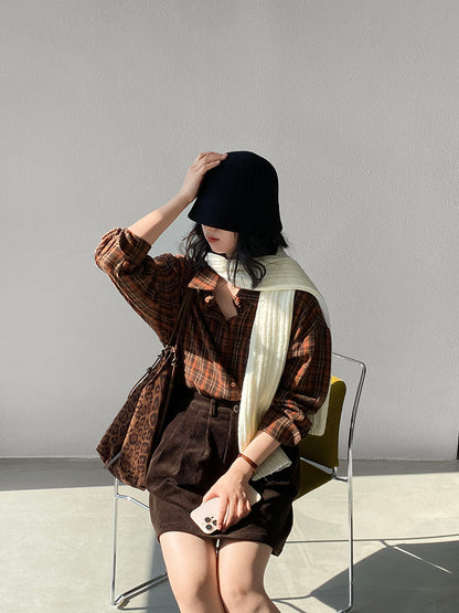 【cimz1753】實拍磨毛加厚復古格紋襯衫 251120