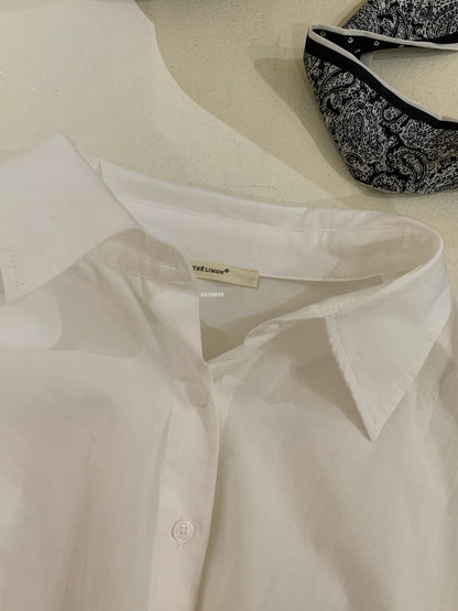 【L9160】實拍檸檬家法式簡約風設計感翻領長袖襯衫＋絲巾250901