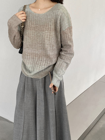 【cim0679】實拍韓國彩虹漸變長袖針織衫（羊毛11%)251114