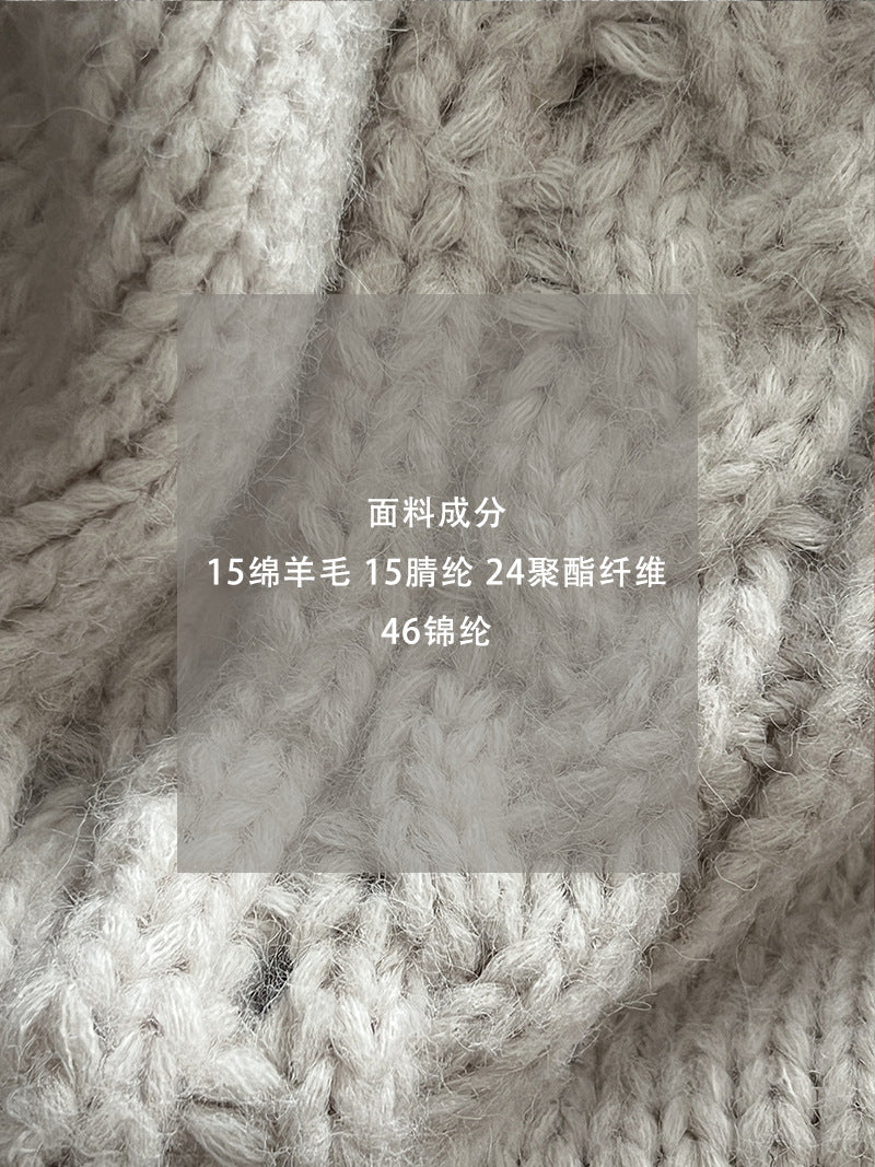 【cimzU1457】實拍韓系復古粗線泡泡袖針織開襟毛衣外套260108