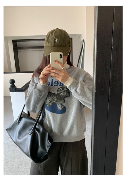 【H5496】實拍韓系小狗印花加絨厚棉衛衣251118