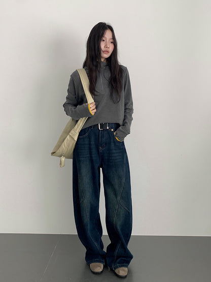 【LD11028】實拍德絨舒適極簡半拉鍊連帽衞衣251124