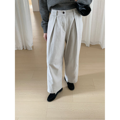 【H566】實拍秋冬高腰斜紋棉挺版西裝長褲（後鬆緊腰）251021