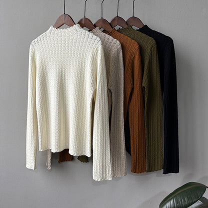 【Y312】實拍高單質感鏤空蕾絲半高領針織衫251106