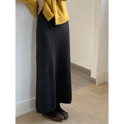 【YP682】 實拍高腰軟糯垂感針織長裙251023