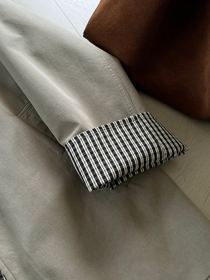 【cim1228】實拍韓國高級天絲棉雙面可穿黑白格風衣外套251030