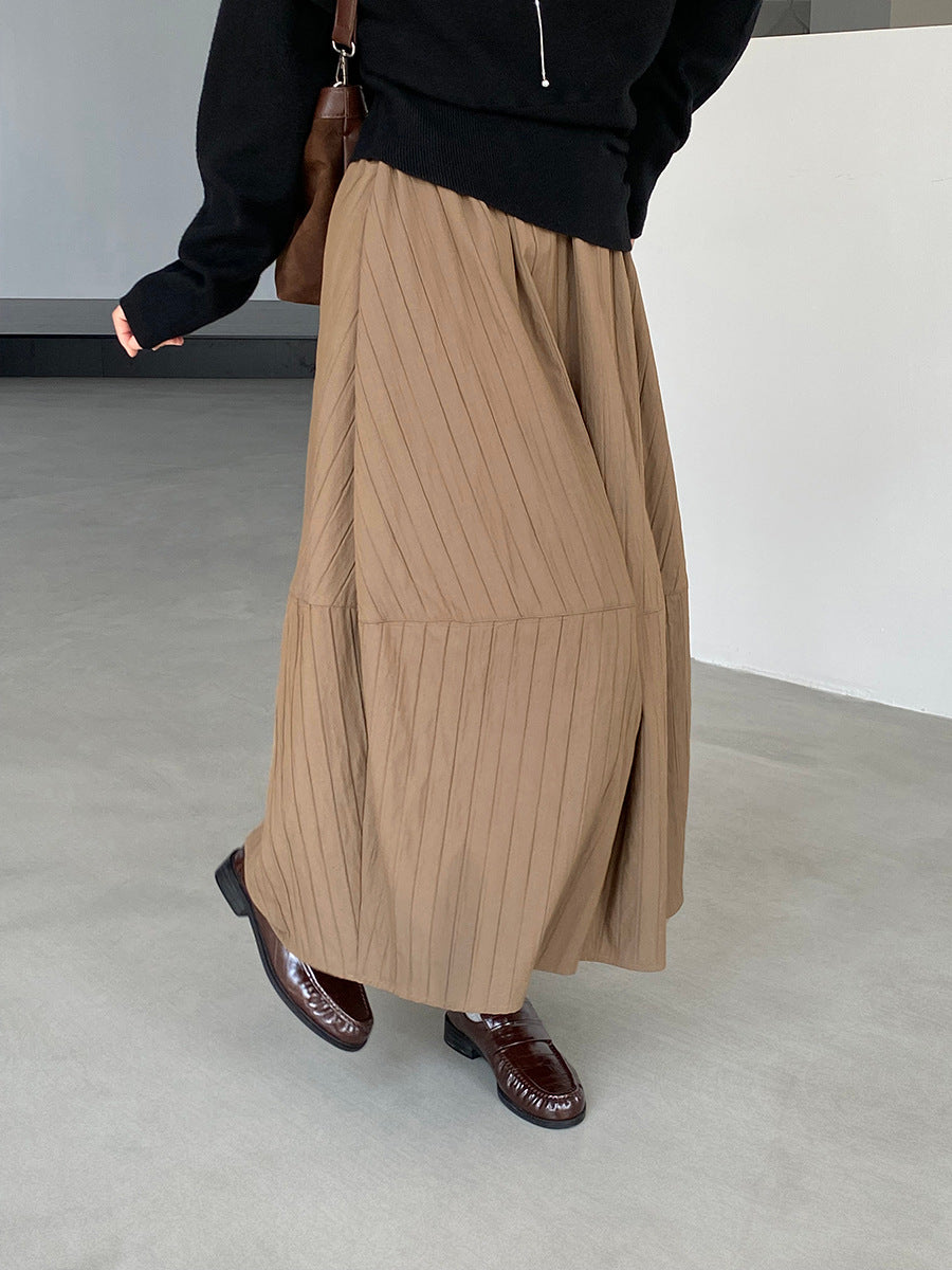 【cim1708】實拍秋冬法式寂靜高腰加厚微花苞A字裙251030