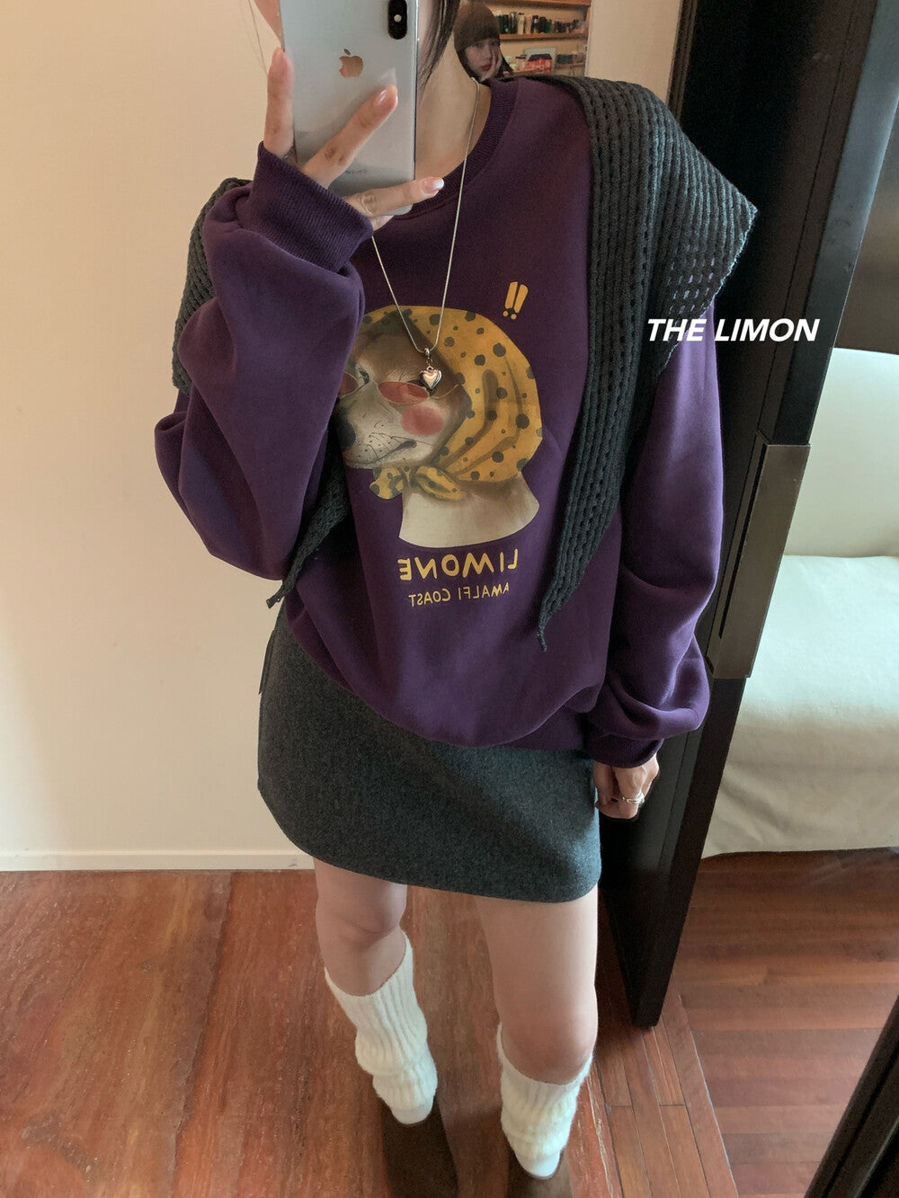 【L9295】實拍檸檬秋冬狗狗印花加絨衞衣+針織披肩251117