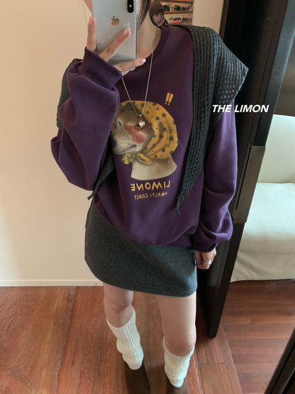 【L9295】實拍檸檬秋冬狗狗印花加絨衞衣+針織披肩251117