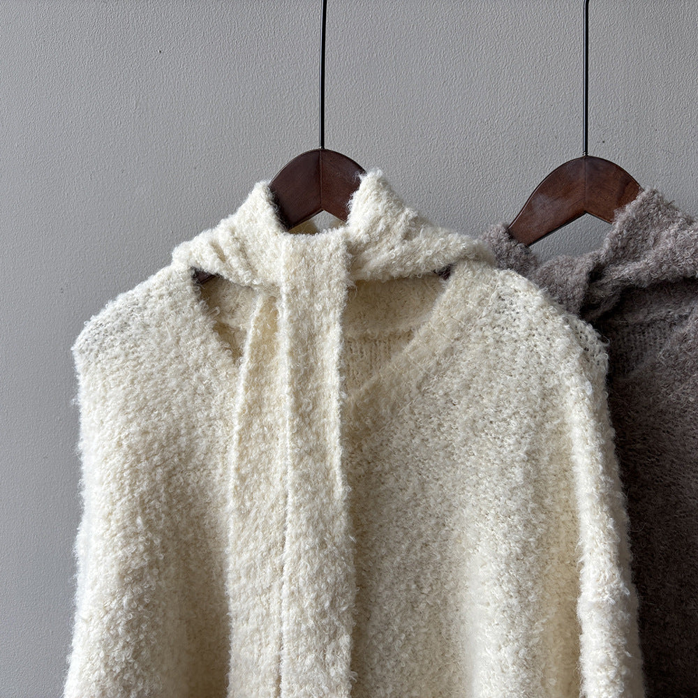 【YK259】實拍冬季慵懒奶呼呼針織毛衣+可拆卸披肩帽子(羊毛12%)251113