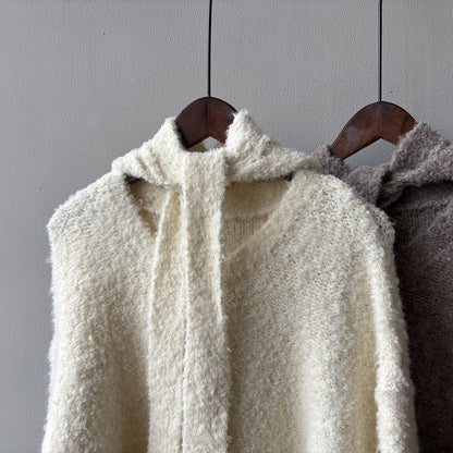 【YK259】實拍冬季慵懒奶呼呼針織毛衣+可拆卸披肩帽子(羊毛12%)251113