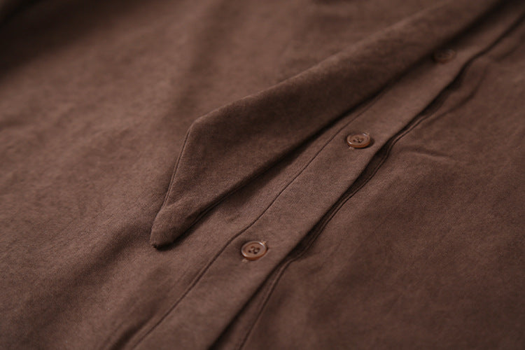 【LD3194】實拍秋冬個性立領飄帶襯衫251110