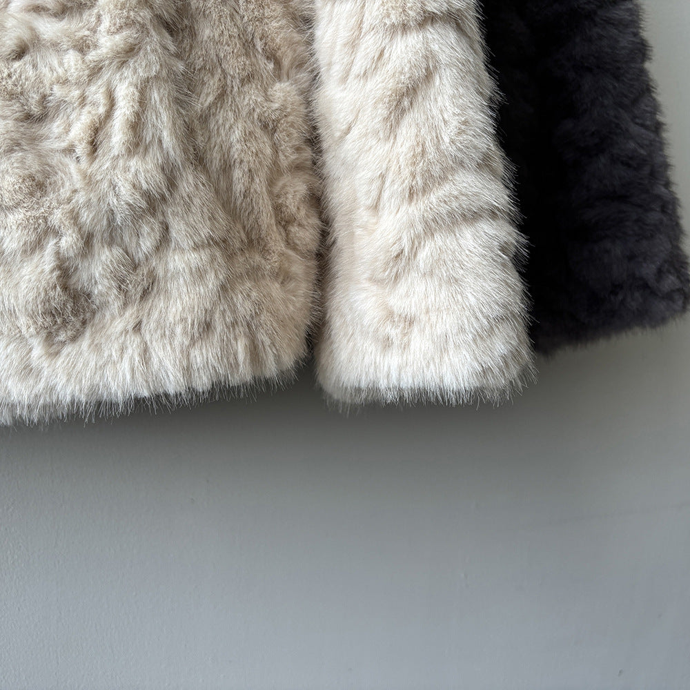 【YH707】實拍高質感毛茸茸仿皮毛保暖一体毛绒外套＋圍巾251113