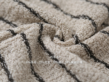 【LD11022】實拍肌理感寬鬆條紋針織衫251110