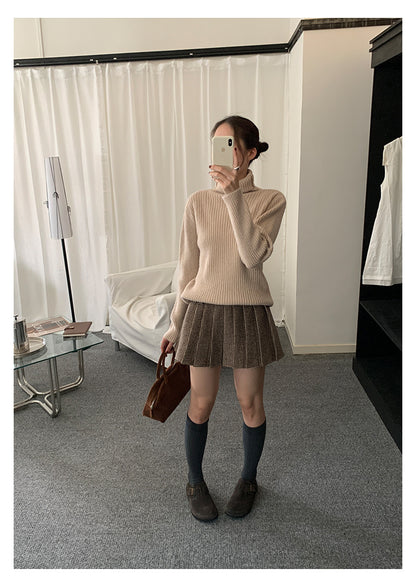 【H5492】實拍S~XL復古學院風磨毛百褶a字裙（內有安全褲）251109