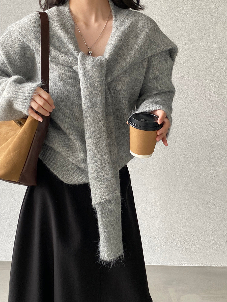 【cim8802】實拍纯色溫柔針織毛衣+針織披肩(羊毛8）251114