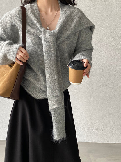 【cim8802】實拍纯色溫柔針織毛衣+針織披肩(羊毛8）251114