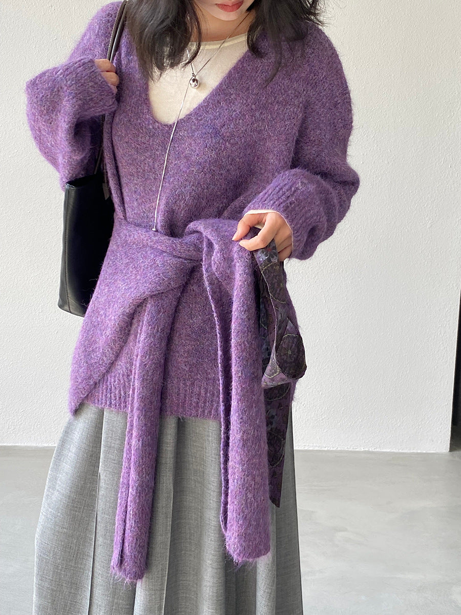 【cim8802】實拍纯色溫柔針織毛衣+針織披肩(羊毛8）251114