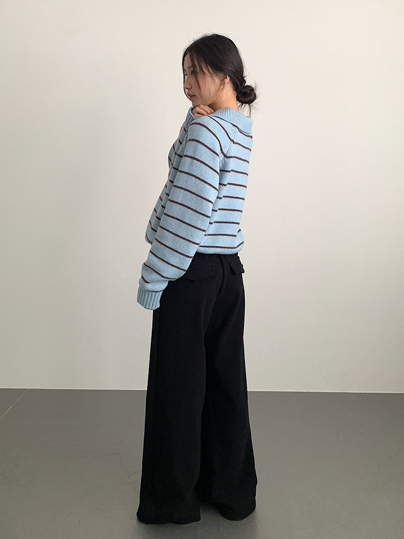 【LD11056】實拍慵懶高級感超修飾微喇叭衛褲251209