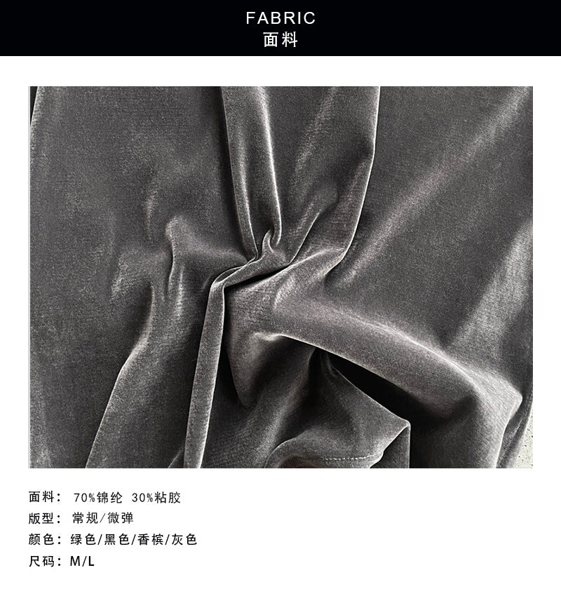 【cimH66211】絲絨質感・小圓領百搭顯瘦短袖T恤260828