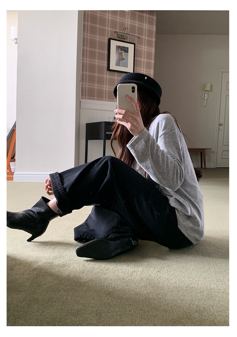 【H5509】實拍S~XL復古加絨加厚高腰直筒牛仔褲251118