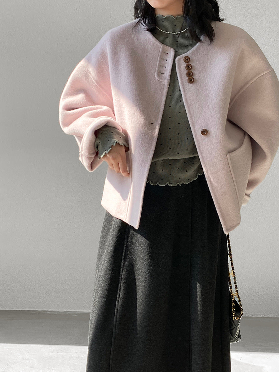 【cimz8538】實拍超美香芋色廓形厚款雙面羊毛外套大衣（羊毛100)251120