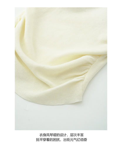 【H530047】實拍早春針織蕾絲側腰皺摺背心(含胸墊）-sale