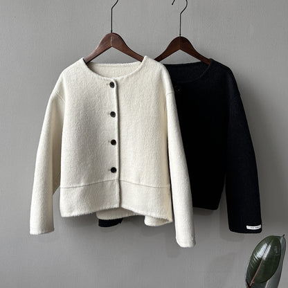 【Y8522】實拍高單氣質簡約綿羊毛呢外套（棉羊毛52%)251106