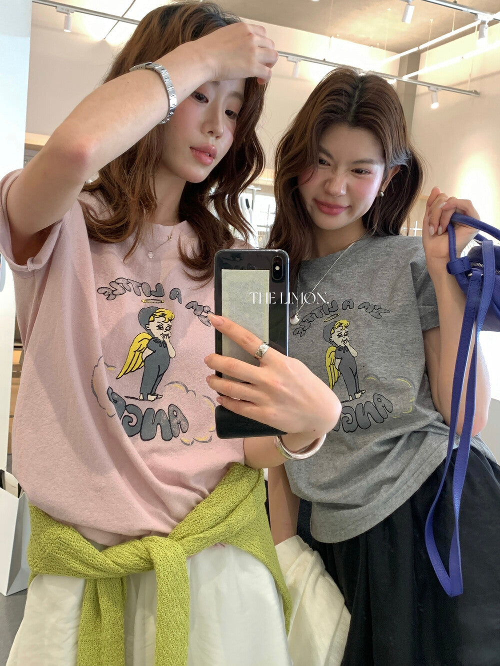 【L10352】實拍檸檬童趣可愛👼天使印花寬鬆圓領短袖T恤260408
