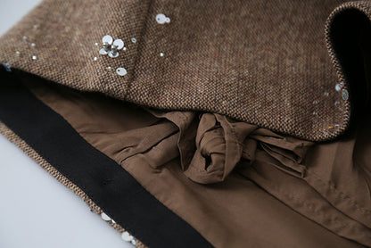 【LD11045】實拍S~XL法式重工時髦毛呢亮片短裙251202