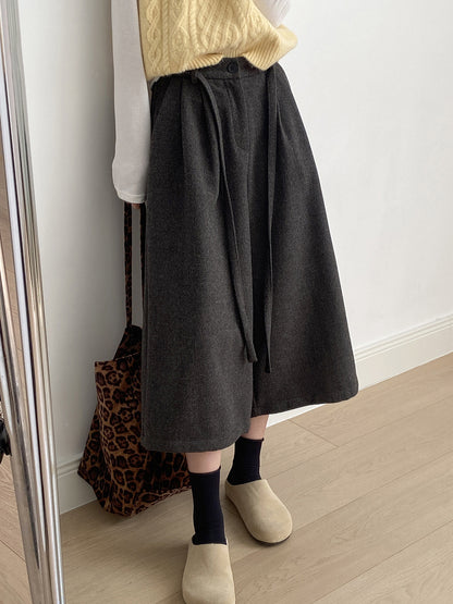 【Y82677】 實拍復古系帶加厚七分闊腿褲251023