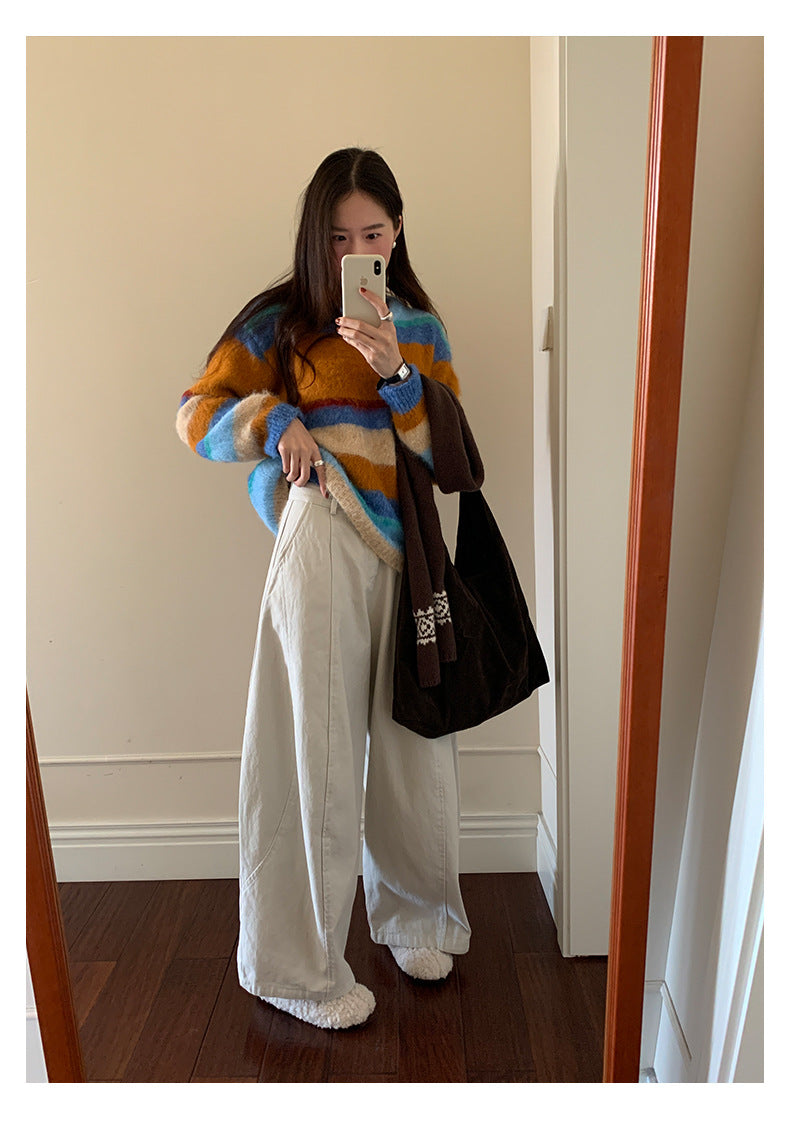 【H5522】實拍韓系街頭絨毛彩色針織毛衣251125