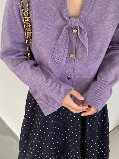 【cimJ8902】實拍氣質小香蝴蝶结針織開衫251114