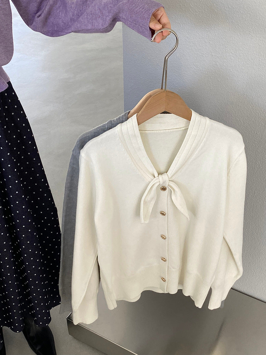 【cimJ8902】實拍氣質小香蝴蝶结針織開衫251114