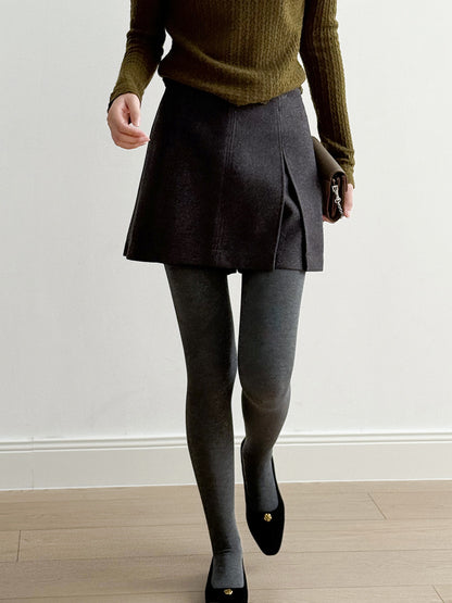 【Y82682】實拍冬季厚款毛呢高腰開叉裙褲 251106