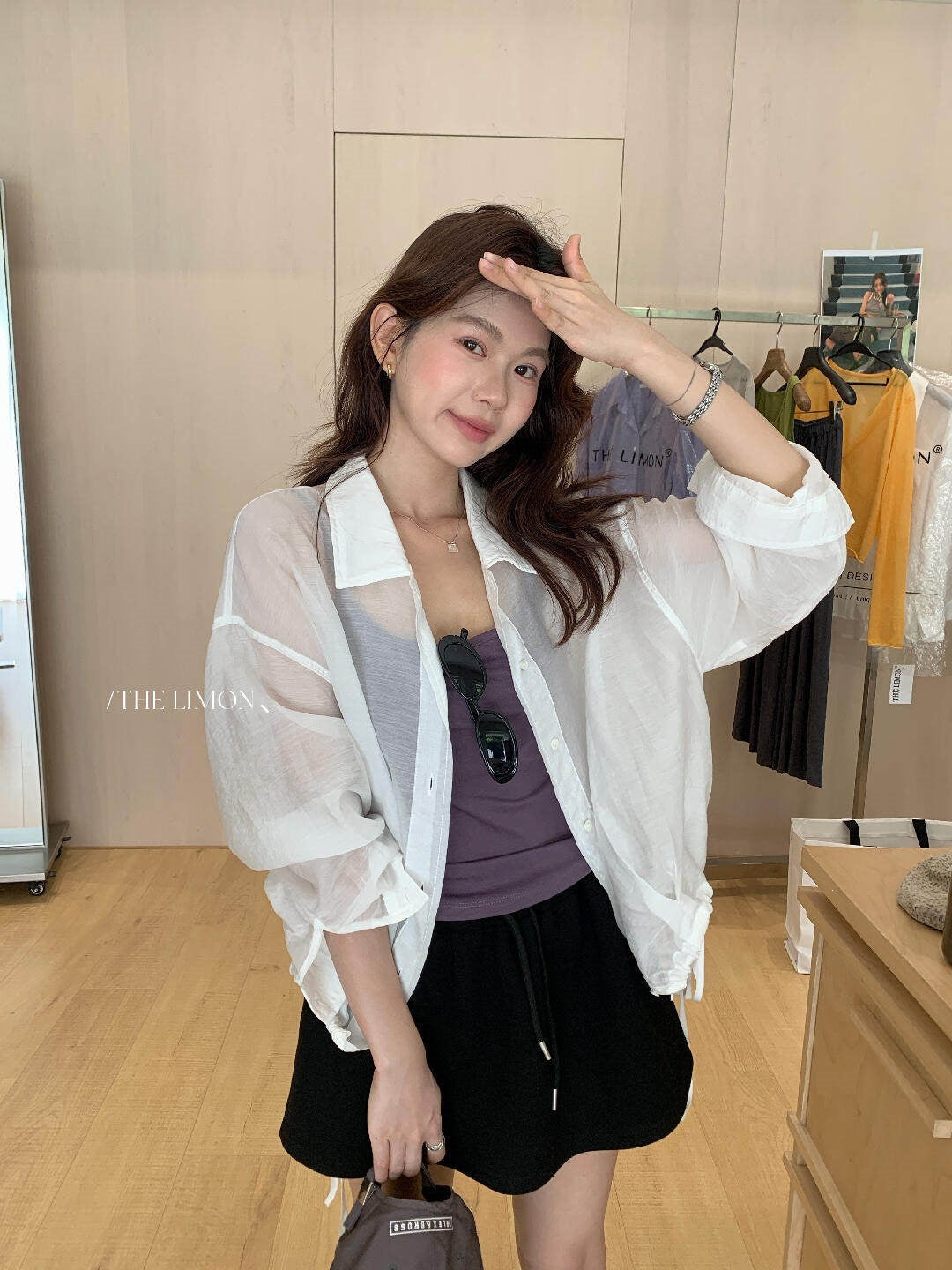 【L10757】韓系慵懶隨性☁️設計感下襬抽繩翻領長袖防曬襯衫260610