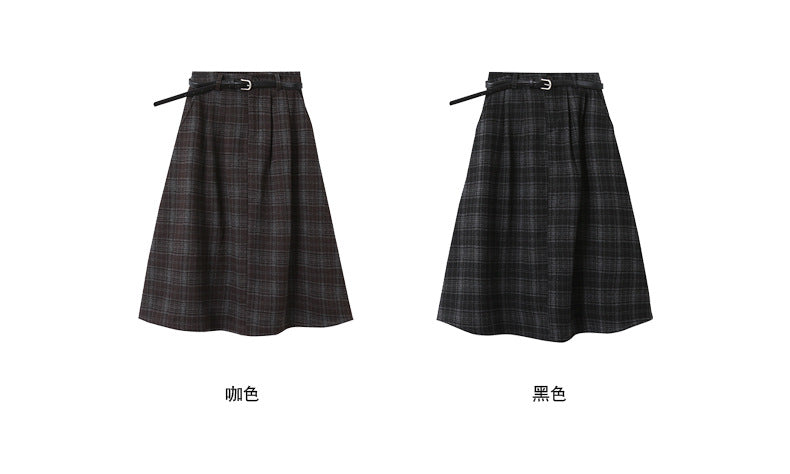 【LD11071】實拍氣質復古格紋毛呢a字裙251209