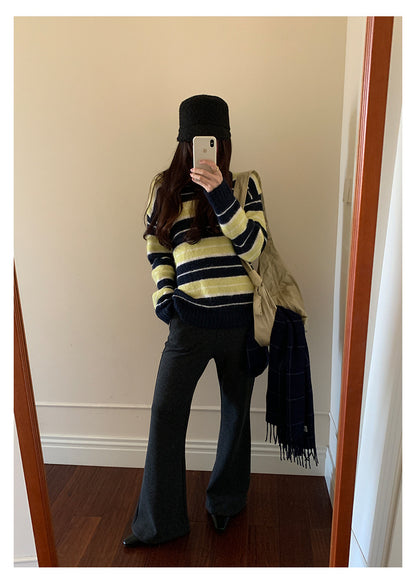 【H5517】實拍超級瘦高腰加絨厚款氣質喇叭褲251125