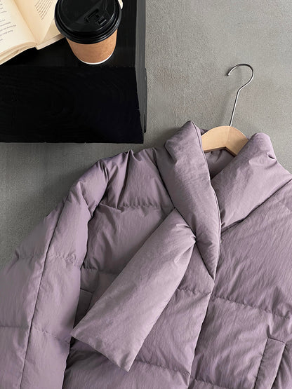 【cimz6385】實拍氣質芋色保暖白鴨絨外套＋圍脖（白鴨絨90)251120