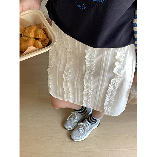 【H5367】實拍清新感小荷葉短裙250708