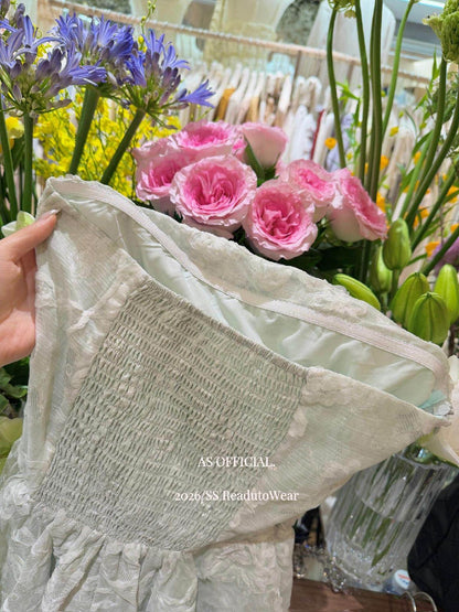 【L26268】實拍仙氣純慾風🌸氣質立體花朵抓皺平口上衣/抹胸260330