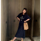 【H6724】實拍韓國卷邊袖簡約寬鬆棉質長洋裝230526