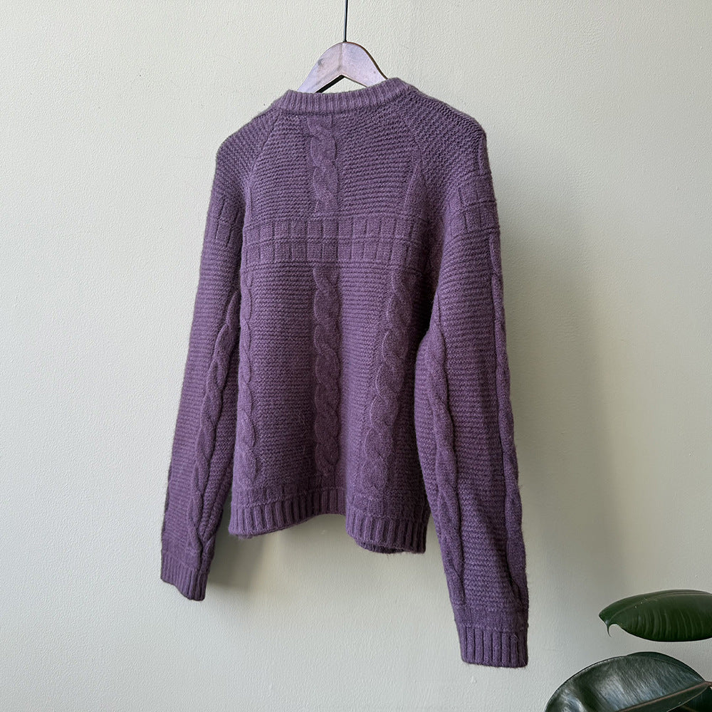 【YP2556】實拍微甜圓領包扣麻花針織外套251023