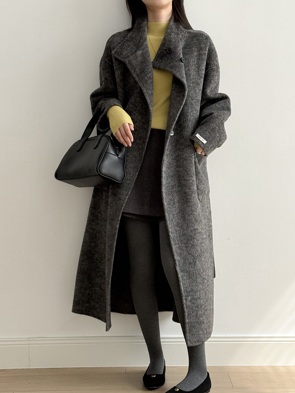 【Y25527】實拍高單質感雙面羊毛呢立領大衣（棉羊毛68%)251106