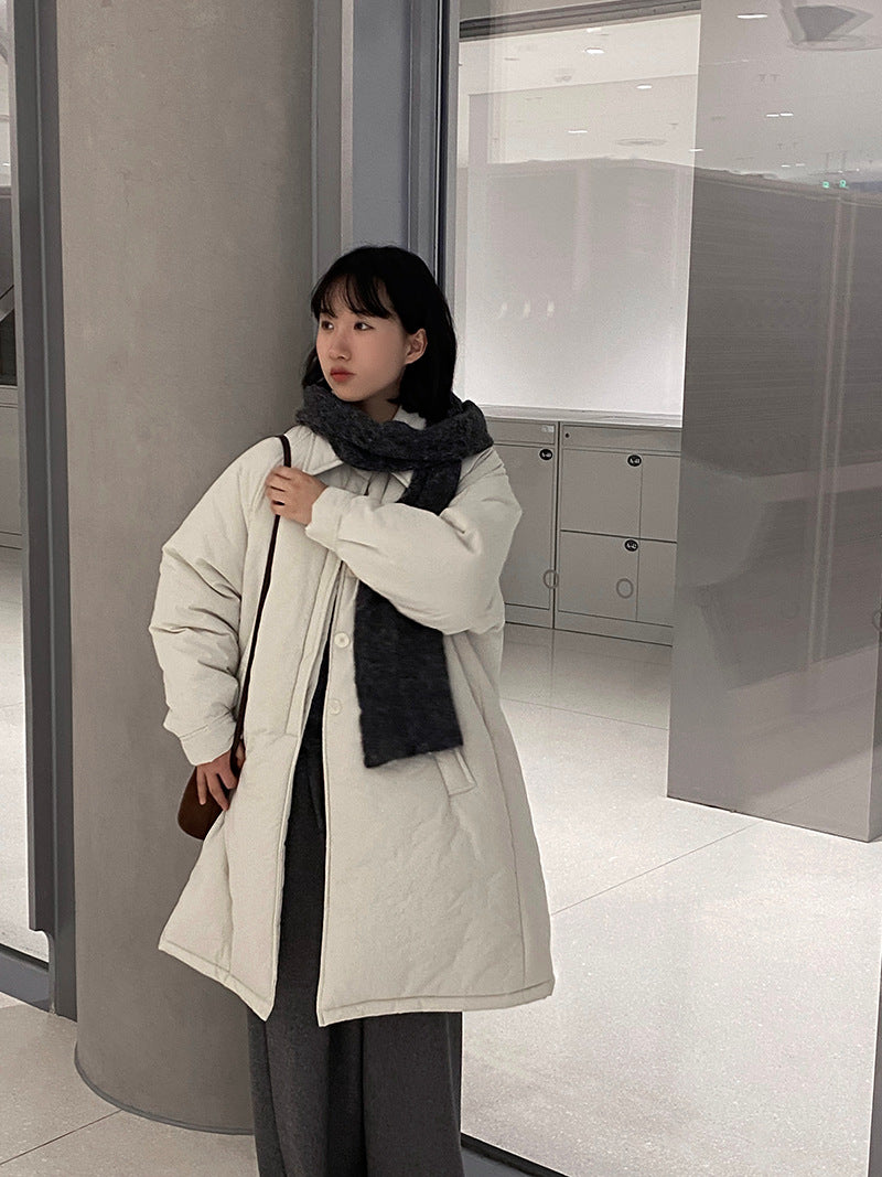 【cimz1235】 雪山奶糖 Muji 風輕薄初冬簡約廓形寬鬆棉服外套260108