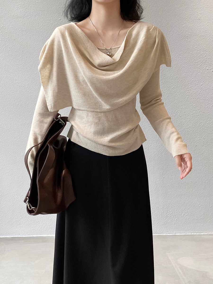 【cim396】實拍慵懶蕩領假2件披肩針織毛衣251030