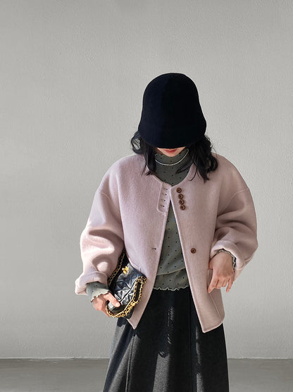 【cimz8538】實拍超美香芋色廓形厚款雙面羊毛外套大衣（羊毛100)251120